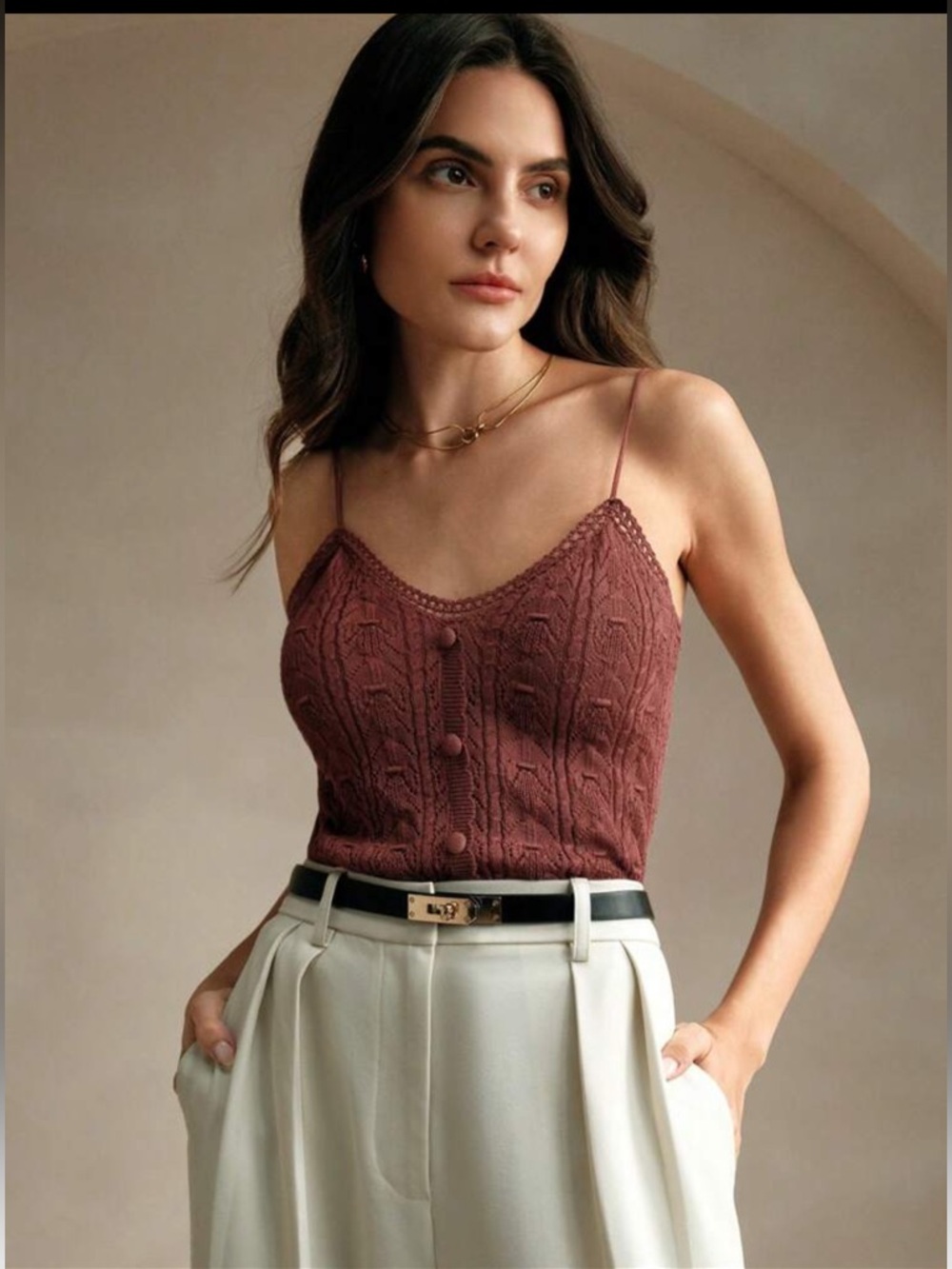 Handmade Crochet V-Neck Hollow Out Knitted Camisole